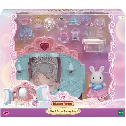 Figurine Miniature - Personnage Miniature Coffret de Jeu - SYLVANIAN FAMILIES - Dressing de Princesse - Carrosse et Fille Lapin Neige