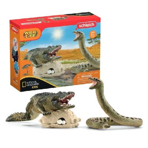 Figurine Miniature - Personnage Miniature Coffret Duel Aligator/Anaconda. figurines animaux sauvages. Schleich 42559 Wild Life. Pour enfant des 3 ans