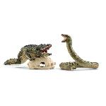 Figurine Miniature - Personnage Miniature Coffret Duel Aligator/Anaconda. figurines animaux sauvages. Schleich 42559 Wild Life. Pour enfant des 3 ans