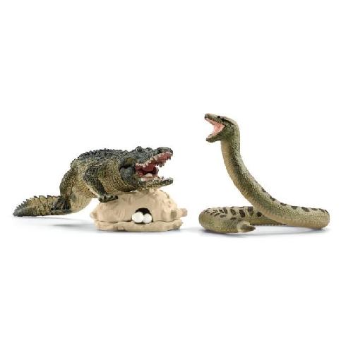 Figurine Miniature - Personnage Miniature Coffret Duel Aligator/Anaconda. figurines animaux sauvages. Schleich 42559 Wild Life. Pour enfant des 3 ans