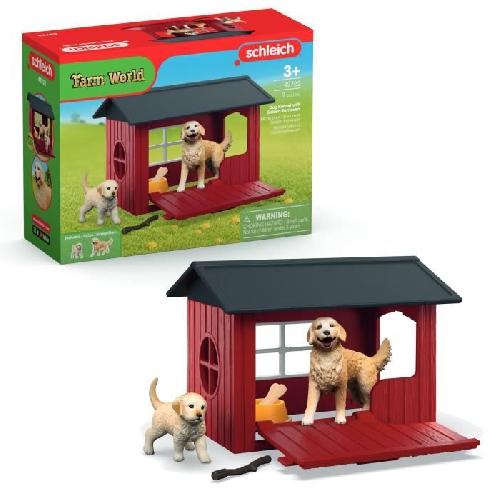 Figurine Miniature - Personnage Miniature Coffret Niche avec Golden Retriever. SCHLEICH 42722 Farm World. Des 4 ans