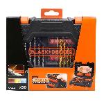 Accessoire - Consommable Machine Outil Coffret Percage Vissage BLACK+DECKER - A7232-XJ - 50 Accessoires - Forets. Embouts. Fraise