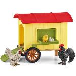 Figurine Miniature - Personnage Miniature Coffret Poulailler Mobile SCHLEICH - Farm World - Avec 1 coq. 1 poulet. 1 poussin et des oeufs