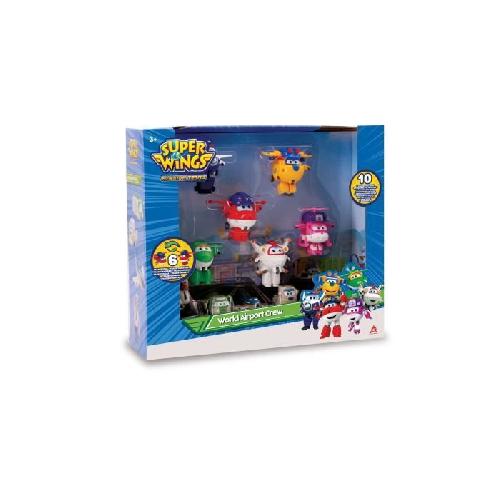 Figurine Miniature - Personnage Miniature Coffret Super Wings de 6 Figurines Transform-a-bot 5 cm + figurines PVC - Saison 3
