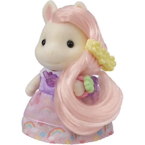 Figurine Miniature - Personnage Miniature Coiffeuse Fille Poney - SYLVANIAN FAMILIES - Joy aux cheveux roses - Accessoires de coiffure inclus