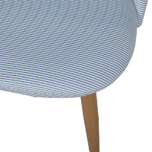 COLE Chaise - Tissu rayé bleu et blanc - Pieds en métal - L 53 x P 54 x H 76 cm