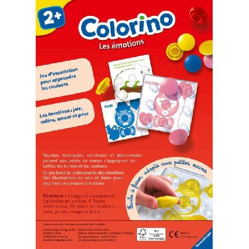 Jeu D'apprentissage Colorino Les émotions - Jeu éducatif - Apprentissage des couleurs - Activités créatives enfant - Ravensburger - Des 2 ans