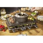 Appareil A Raclette Combiné Raclette-Fondue - SEVERIN - RG2347 - 8 pers - Caquelon avec 8 fourchettes et 8 spatules - Noir