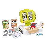 Commercant - Marchande Smoby - Caisse enregistreuse - 30 accessoires inclus - Calculatrice et Scanner avec son et lumiere - Fabriqué en France - Dés 3ans