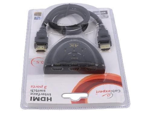 Cable - Connectique Pour Peripherique Commutateur HDCP.HDMI 1.4 femelle X3 4K. UHD noir