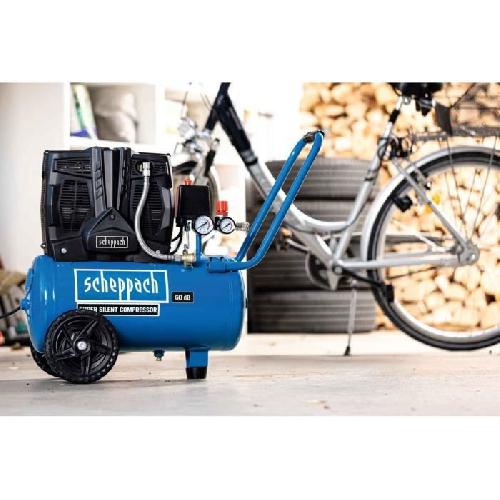 Compresseur Auto Compresseur d'air silencieux horizontal a deux cylindres Scheppach HC25Si - 24 L - 1100W - 8 barss - 1.5 CV