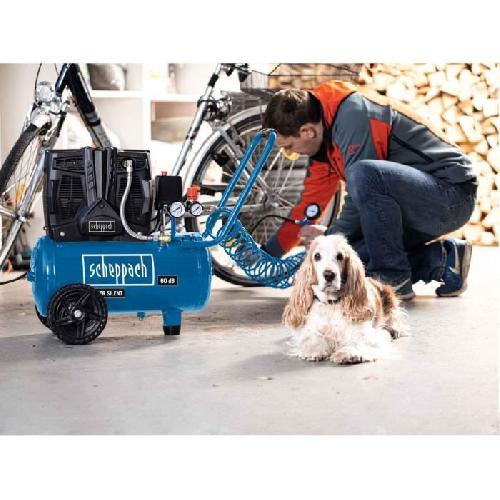 Compresseur Auto Compresseur d'air silencieux horizontal a deux cylindres Scheppach HC25Si - 24 L - 1100W - 8 barss - 1.5 CV