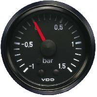 Compteurs & Manos Manometre pression Turbo mecanique - 0-1.5b - fond noir - Diametre 52mm