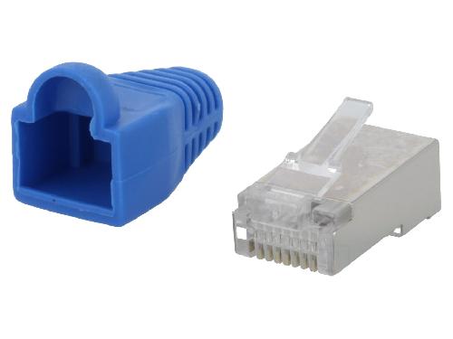 Cable - Connectique Pour Peripherique Connecteur RJ45 male Cat.5e avec protection - Bleu