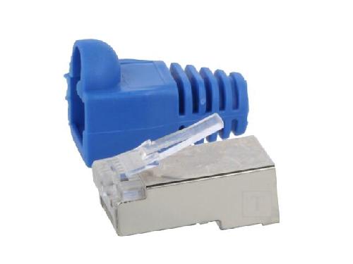 Cable - Connectique Pour Peripherique Connecteur RJ45 male Cat.5e avec protection - Bleu
