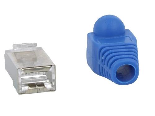 Cable - Connectique Pour Peripherique Connecteur RJ45 male Cat.5e avec protection - Bleu