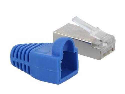 Cable - Connectique Pour Peripherique Connecteur RJ45 male Cat.5e avec protection - Bleu