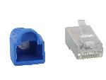 Cable - Connectique Pour Peripherique Connecteur RJ45 male Cat.5e avec protection - Bleu