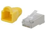 Cable - Connectique Pour Peripherique Connecteur RJ45 male Cat.5e avec protection - Jaune