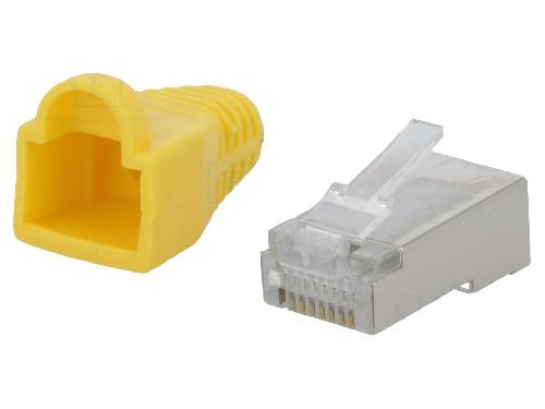 Cable - Connectique Pour Peripherique Connecteur RJ45 male Cat.5e avec protection - Jaune