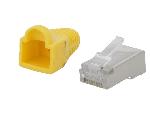 Cable - Connectique Pour Peripherique Connecteur RJ45 male Cat.5e avec protection - Jaune