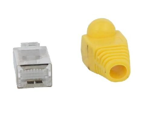 Cable - Connectique Pour Peripherique Connecteur RJ45 male Cat.5e avec protection - Jaune