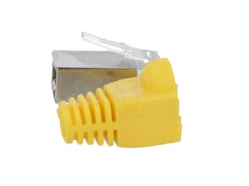 Cable - Connectique Pour Peripherique Connecteur RJ45 male Cat.5e avec protection - Jaune