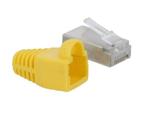 Cable - Connectique Pour Peripherique Connecteur RJ45 male Cat.5e avec protection - Jaune