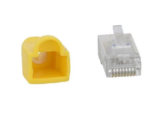 Cable - Connectique Pour Peripherique Connecteur RJ45 male Cat.5e avec protection - Jaune