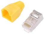 Cable - Connectique Pour Peripherique Connecteur RJ45 male Cat.6 avec protection - jaune