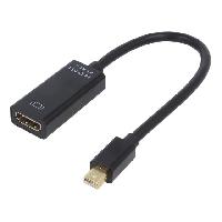 Connectique - Alimentation Adaptateur DisplayPort 1.2 HDMI 1.3 femelle mini DisplayPort prise male 4K UHD 0.15m - noir