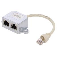 Connectique - Alimentation Adaptateur en T RJ45 1-1 parallele 15cm - Blanc