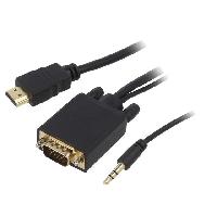 Connectique - Alimentation Adaptateur HDMI 1.4 prise male D-Sub 15pin HD prise male Jack 3.5mm prise male Full HD 1.8m - noir