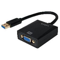 Connectique - Alimentation Adaptateur USB 2.0 USB 3.0 D-Sub 15pin HD femelle USB A prise male - Noir