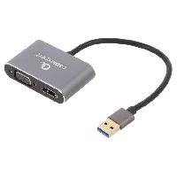Connectique - Alimentation Adaptateur USB 3.0 D-Sub 15pin HD femelle UHD 4K 3D 0.15m - Noir