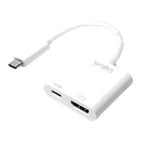 Connectique - Alimentation Adaptateur USB 3.0 HDMI femelle USB C prise male 140mm - Blanc