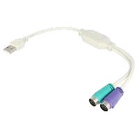 Connectique - Alimentation Adaptateur USB PS2 femelle x2 USB A prise male - Blanc