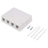 Connectique - Alimentation Boitier murale Keystone RJ45 femellle X4 - blanc