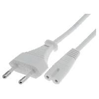 Connectique - Alimentation Cable- CEE 7-16 -C- prise.IEC C7 femelle- 1.5m- Prises- 1- blanc