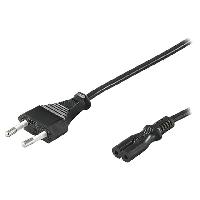Connectique - Alimentation Cable- CEE 7-16 -C- prise.IEC C7 femelle- 3m- Prises- 1- noir- PVC