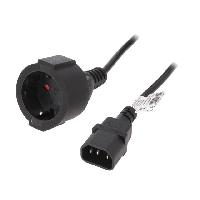 Connectique - Alimentation Cable- CEE 7-3 -F- male.IEC C14 male- 1m- noir- PVC- 3G0.75mm2