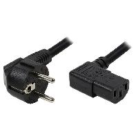 Connectique - Alimentation Cable- CEE 7-7 -E-F- male angulaire.IEC C13 femelle 90o- 2m