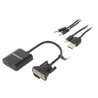 Connectique - Alimentation Cable HDMI 1.4 D-Sub 15pin HD prise male HDMI femelle 0.15m - Noir