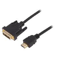 Connectique - Alimentation Cable HDMI 1.4 DVI-D -18+1- prise male HDMI prise male 2m - Noir