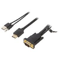 Connectique - Alimentation Cable HDMI 1.4 prise male D-Sub 15pin male Jack 3.5mm prise male USB A prise male 1m - Noir