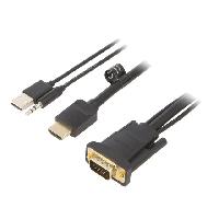 Connectique - Alimentation Cable HDMI 1.4 prise male D-Sub 15pin male Jack 3.5mm prise male USB A prise male 2m - Noir