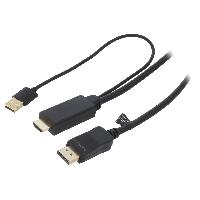 Connectique - Alimentation Cable HDMI vers DisplayPort avec cable d'alimentation USB 2m - Noir