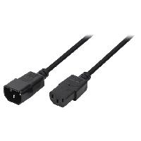 Connectique - Alimentation Cable- IEC C13 femelle.IEC C14 male- 3m- noir- 10A- 250V