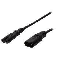 Connectique - Alimentation Cable- IEC C7 femelle.IEC C8 male- 2m- Prises- 1- noir