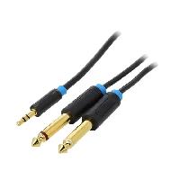 Connectique - Alimentation Cable Jack 3.5mm 3pin Male vers 2x Jack 6.3mm Male 0.5m